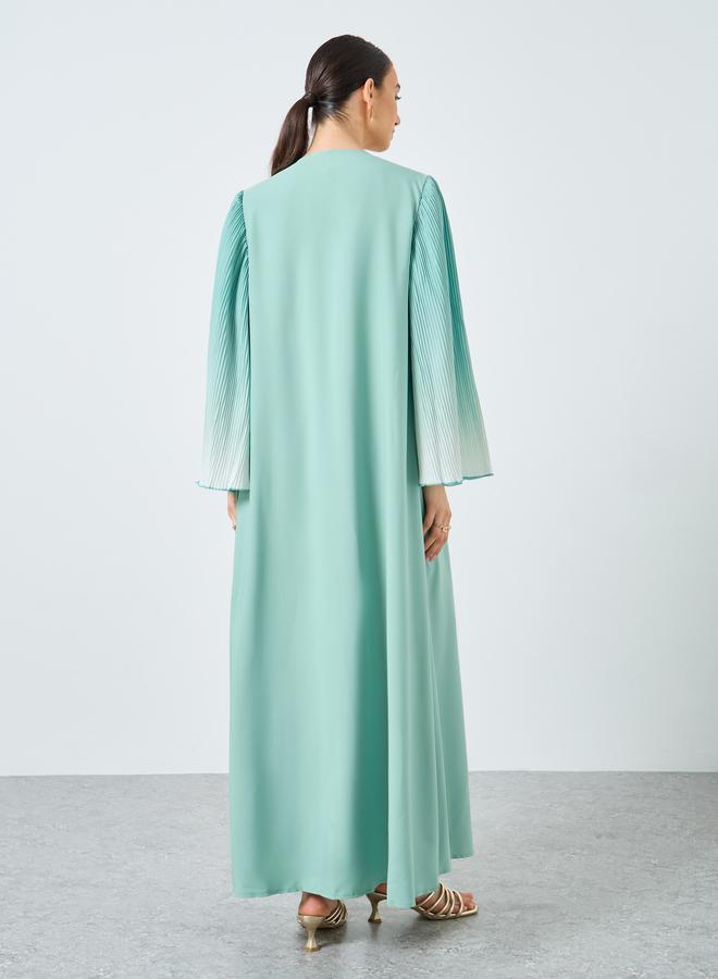 Take Two Styli Dye Print Bell Sleeve Open Front Abaya - Image 5