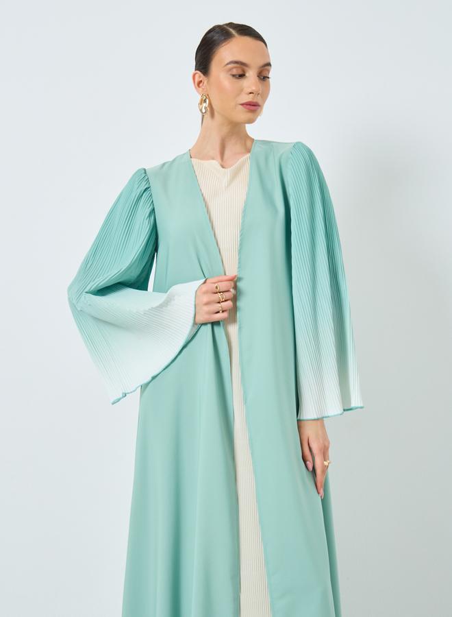 Take Two Dye Print Bell Sleeve Open Front Abaya - Image 3