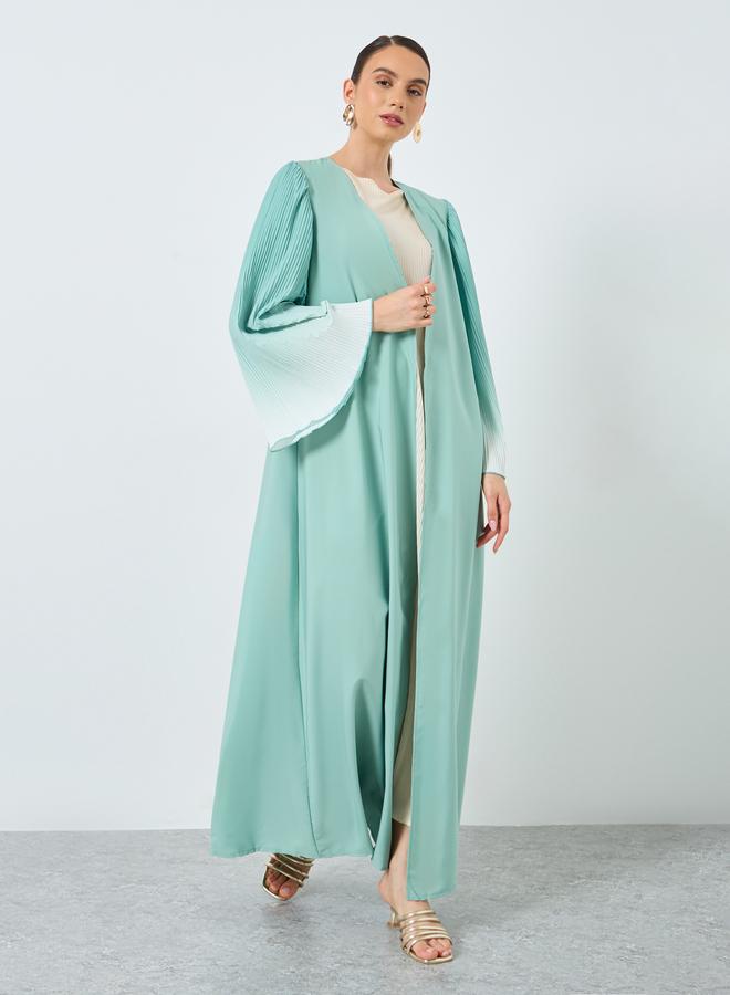 Take Two Dye Print Bell Sleeve Open Front Abaya - Image 2