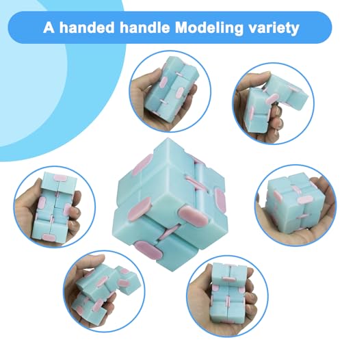 WUQID Infinity Cube Fidget Toy Stress Relieving Fidgeting Game for Kids and AdultsCute Mini Unique Gadget for Anxiety Relief and Kill Time Macaron Blue - Image 5