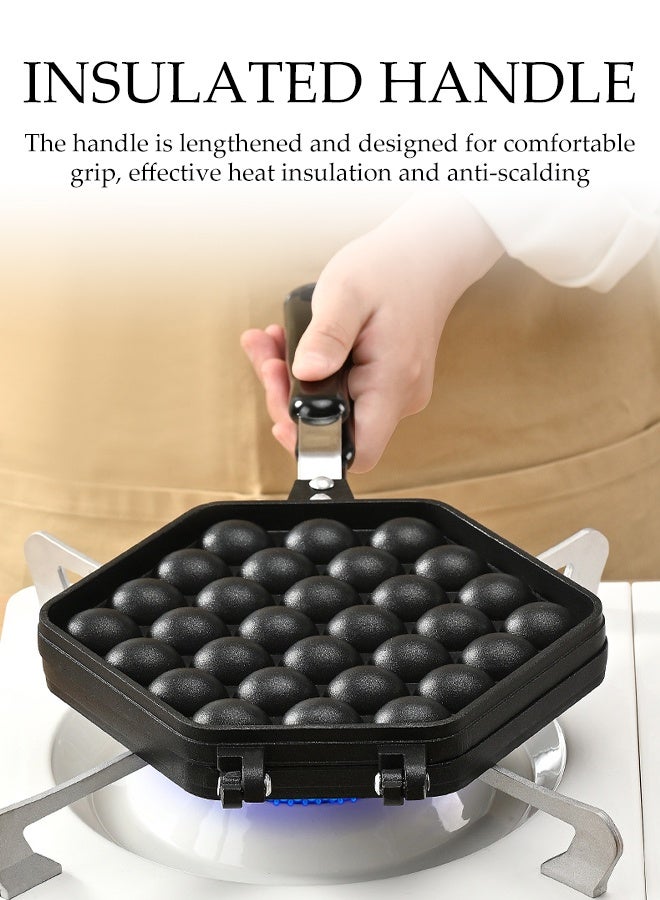 DUNISO Commercial Electric Bubble Waffle Maker, Double-Sided Non-Stick Aluminum Alloy Pan,Egg Waffle Maker for Gas Stove,Rust-Proof & Easy Clean,Anti-Scald Handles, for Breakfast, Camping, or Outdoor Cooking - Image 4