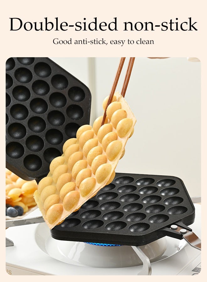 DUNISO Commercial Electric Bubble Waffle Maker, Double-Sided Non-Stick Aluminum Alloy Pan,Egg Waffle Maker for Gas Stove,Rust-Proof & Easy Clean,Anti-Scald Handles, for Breakfast, Camping, or Outdoor Cooking - Image 5