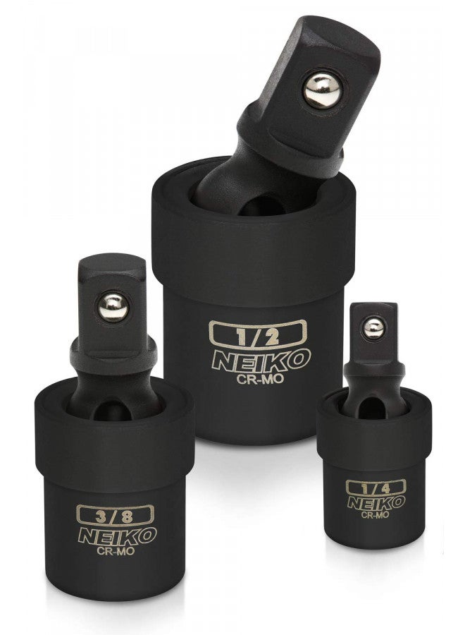 Neiko NEIKO 02486A Impact Universal Joint-Socket Swivel Set, Socket Extension Set Made From Cr-Mo with Included 1/4-, 3/8-, and 1/2-Inch Sockets, Set of 3  - Image 1