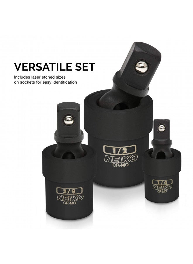 Neiko NEIKO 02486A Impact Universal Joint-Socket Swivel Set, Socket Extension Set Made From Cr-Mo with Included 1/4-, 3/8-, and 1/2-Inch Sockets, Set of 3  - Image 4