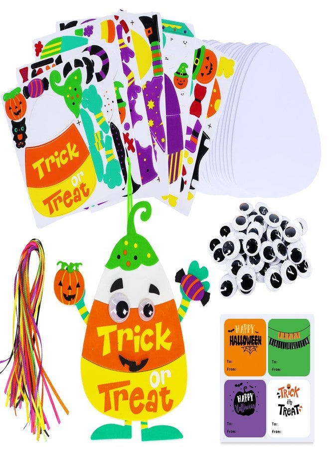 Winlyn 24 Sets Halloween Crafts Kits Fall Crafts DIY Halloween Ornaments Decorations Art Sets Pumpkin Monster Jack-o'-Lantern Foam Stickers Arts and Crafts Googly Eyes for Kids Classroom Activities - Image 2