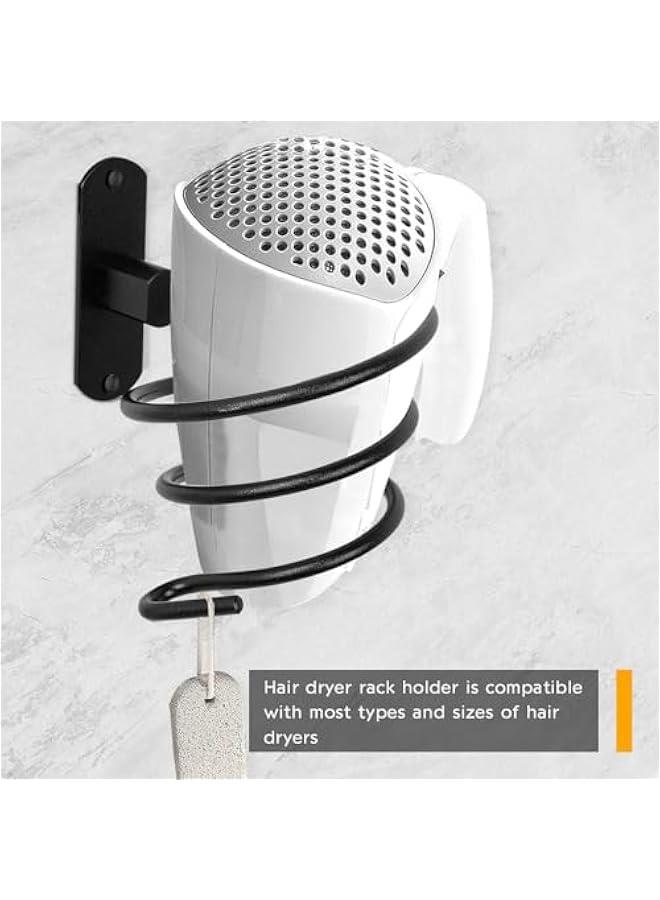 HOOKOR Bathroom Hair Dryer Holder Hair Care Tools Holder Wall Mount (Black) - Image 2