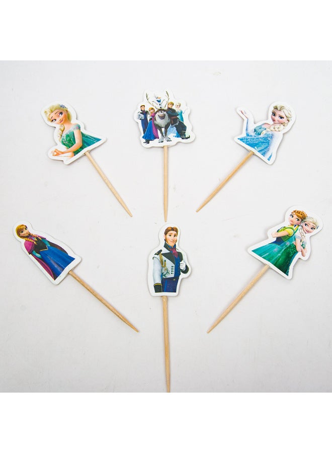 Cake Decoration Card Beard Toothpick Plug-in Shark Turtle Baking Dress-Up Peacock Butterfly Flag-Specifications:Frozen Toothpick - Image 1