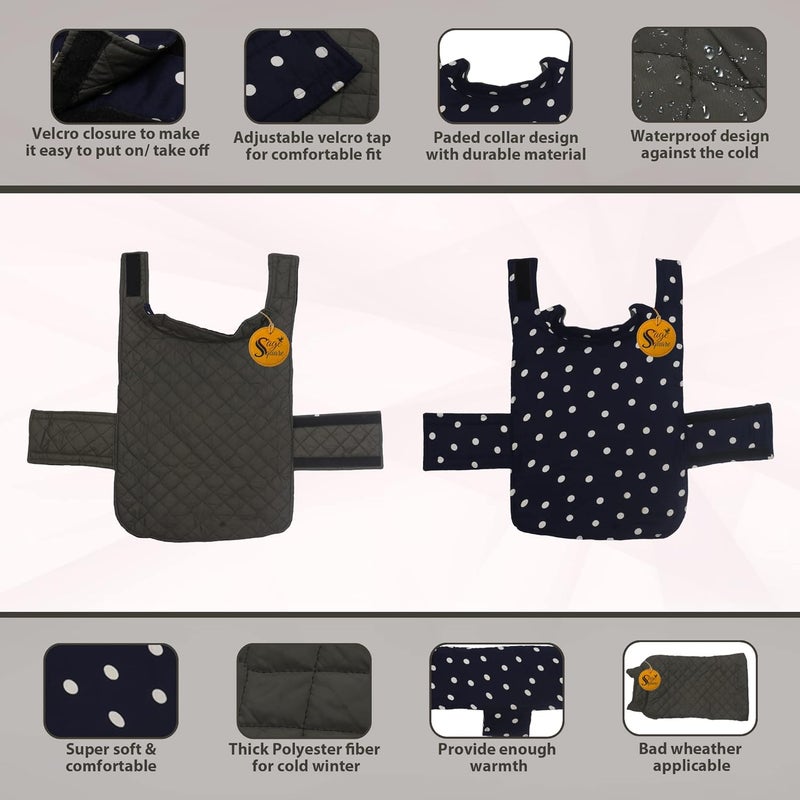 Sage Square Dog Fleece Jacket Reversible Dog Vest Waterproof, Windproof Cold Weather Dog Clothes Pet Apparel for Dogs (Navy Blue and Grey) (Large) (26 Inches) - Image 4