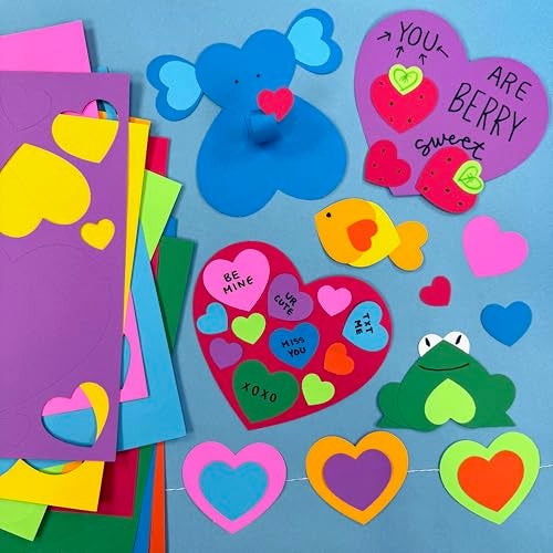 FreshCut Crafts 240 Pieces Heart Paper Cutouts, 2-Sided US Made Card Stock Punch Out Multicolor Hearts for Valentine’s Day Crafts, Bulletin Boards, Classroom Decor, and Posters 10 Vibrant Colors - Image 2