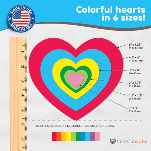 FreshCut Crafts 240 Pieces Heart Paper Cutouts, 2-Sided US Made Card Stock Punch Out Multicolor Hearts for Valentine’s Day Crafts, Bulletin Boards, Classroom Decor, and Posters 10 Vibrant Colors - Image 4