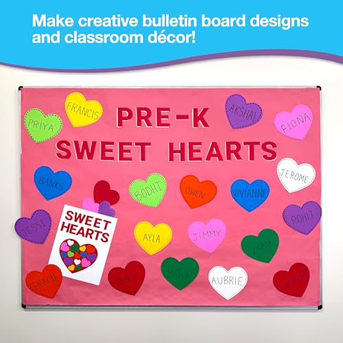 FreshCut Crafts 240 Pieces Heart Paper Cutouts, 2-Sided US Made Card Stock Punch Out Multicolor Hearts for Valentine’s Day Crafts, Bulletin Boards, Classroom Decor, and Posters 10 Vibrant Colors - Image 3