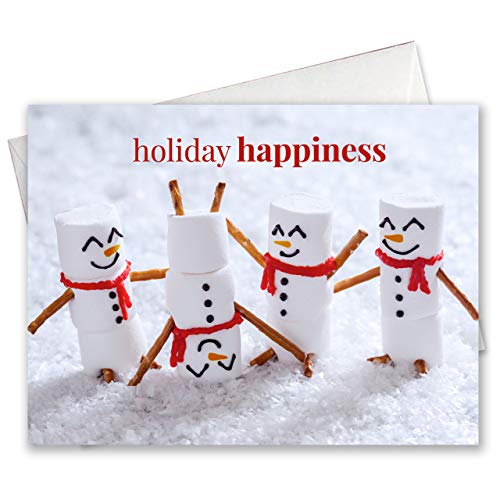 Canopy Street Marshmallow Snowmen Holiday Card Pack / 25 Seasonal Greeting Cards Including Envelopes/Whimsical Winter Happiness Food Design And Joyful Wishes Note - Image 5