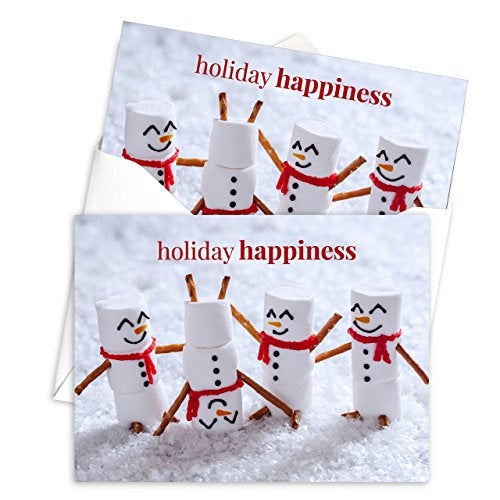 Canopy Street Marshmallow Snowmen Holiday Card Pack / 25 Seasonal Greeting Cards Including Envelopes/Whimsical Winter Happiness Food Design And Joyful Wishes Note - Image 4