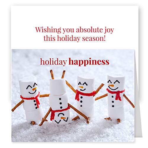 Canopy Street Marshmallow Snowmen Holiday Card Pack / 25 Seasonal Greeting Cards Including Envelopes/Whimsical Winter Happiness Food Design And Joyful Wishes Note - Image 2