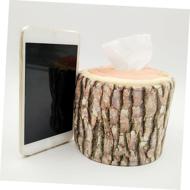 غطاء صندوق المناديل من كريم بلش بتصميم خشب مزيف للمنزل والمكتب والسيارة - Image 5