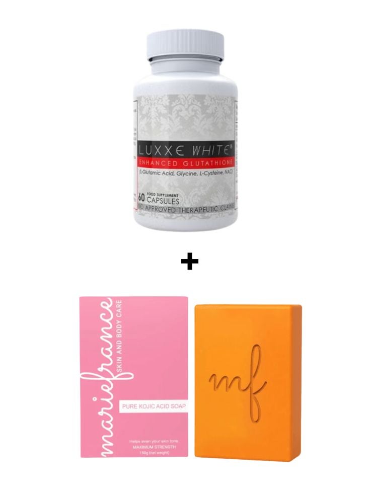 Luxxe White Glutathione Capsules + Marie France Kojic Soap – Skin Whitening Combo - Image 1