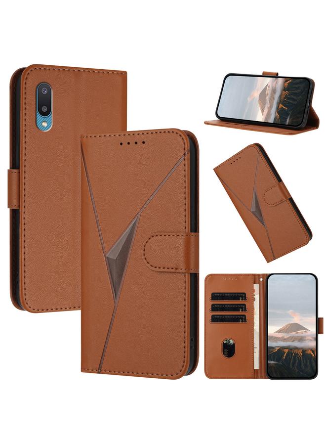 S-TOP Case For Samsung Galaxy A02 Triangle Pattern Buckle Clasp Leather Phone Case - Image 1