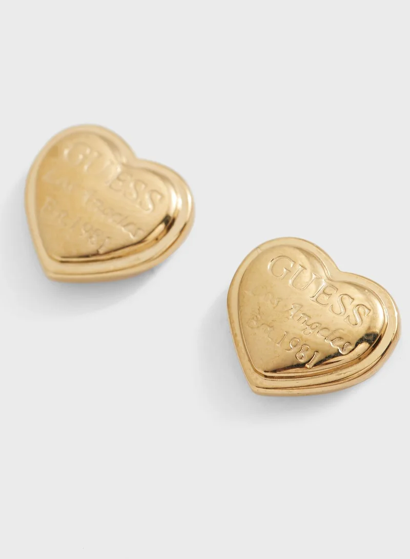 GUESS Heart Script Studs