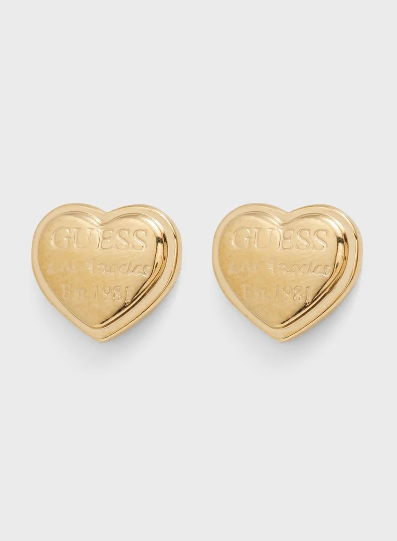 GUESS Heart Script Studs