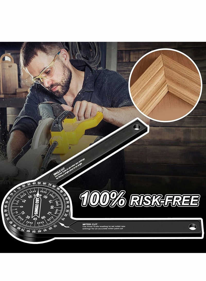 Y&D Miter Saw Protractor|7-Inch Aluminum Protractor Angle Finder Featuring Precision Laser-Inside & Outside for Carpenters, Plumbers and All Building Trades (Black)  - Image 3