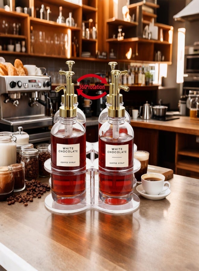 IEEK Rotating Coffee Syrup Organizer,Syrup Bottle Holder for Syrup Dispenser 16.9oz,Clear Acrylic Coffee Syrup Rack for Coffee Bar Station Countertop,Coffee Syrup Turntable Tray - Image 2