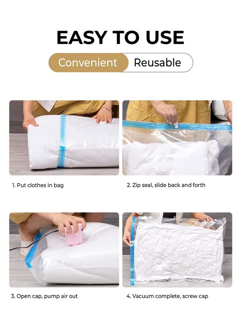 Vacuum Storage Bags 9 Pcs with Hand Pump, Save 80% Space for Storage Clothes/Duvet, Large Capacity | Seal Tight | Reusable | Easy to Use - Image 4