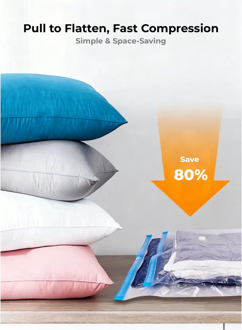 Vacuum Storage Bags 9 Pcs with Hand Pump, Save 80% Space for Storage Clothes/Duvet, Large Capacity | Seal Tight | Reusable | Easy to Use - Image 2