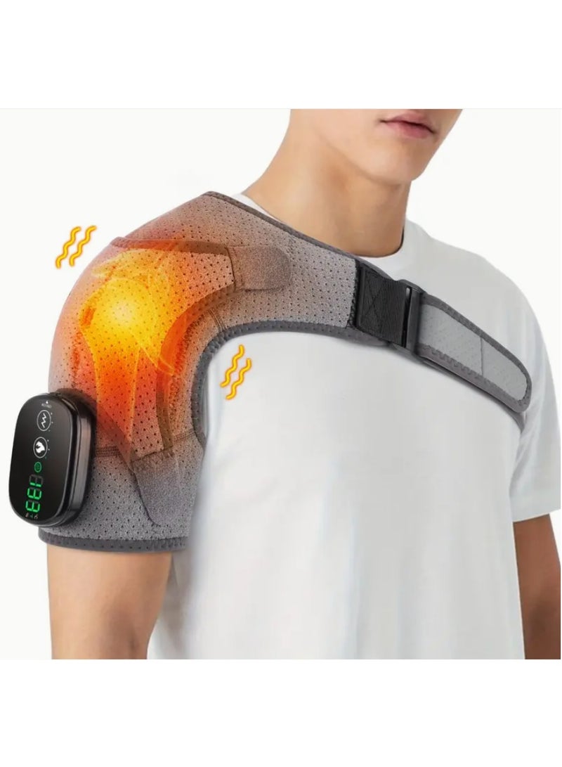 Ainawo Electric Heating Shoulder Support Belt, Neck And Shoulder Joint Strain Heating Belt With Vibrating Massagewith 3 Heat Settings, Left And Right Shoulder Massage For Men And Women, Heating and Massaging Protector - Image 1