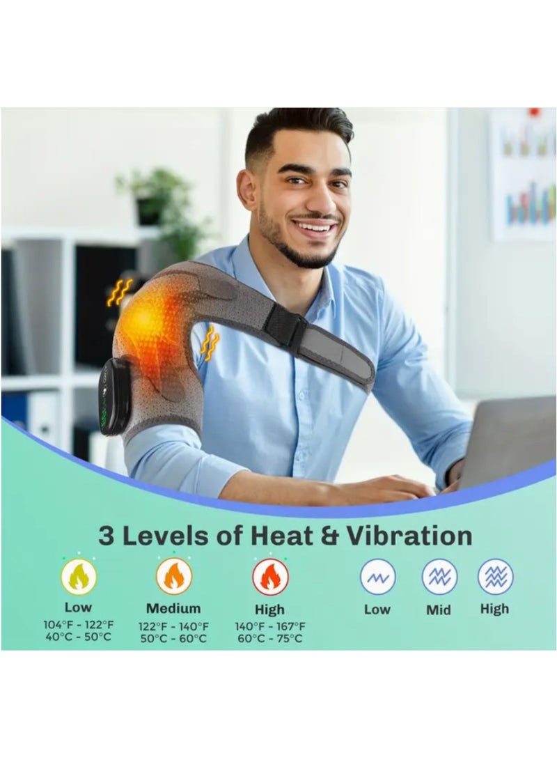 Ainawo Electric Heating Shoulder Support Belt, Neck And Shoulder Joint Strain Heating Belt With Vibrating Massagewith 3 Heat Settings, Left And Right Shoulder Massage For Men And Women, Heating and Massaging Protector - Image 2