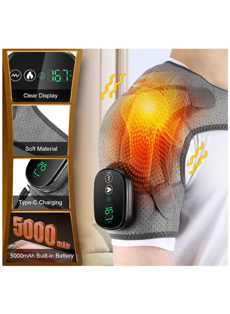 Ainawo Electric Heating Shoulder Support Belt, Neck And Shoulder Joint Strain Heating Belt With Vibrating Massagewith 3 Heat Settings, Left And Right Shoulder Massage For Men And Women, Heating and Massaging Protector - Image 3