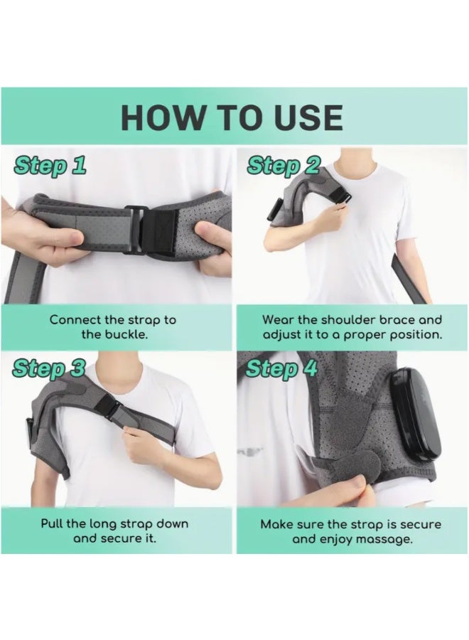 Ainawo Electric Heating Shoulder Support Belt, Neck And Shoulder Joint Strain Heating Belt With Vibrating Massagewith 3 Heat Settings, Left And Right Shoulder Massage For Men And Women, Heating and Massaging Protector - Image 5