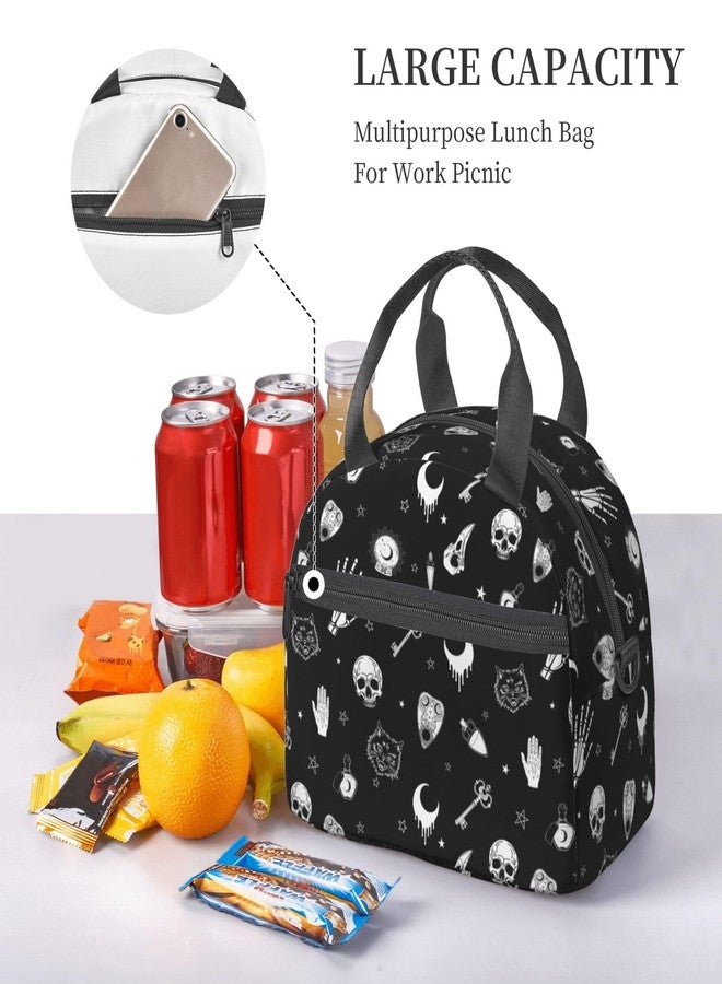 bassyil Gothic Skull Insulated Lunch Bag Reusable Lunch Box With Adjustable Shoulder Strap Cooler Tote Bag For Men Women - Image 5
