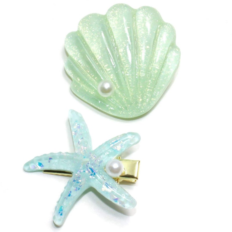 Diougens Lee Shell Pearl Starfish Hair Clip Set for Women Girls Acrylic Resin Alligator Hair Clips Ladies and Girls Headwear Styling Tools Hair Accessories  Green