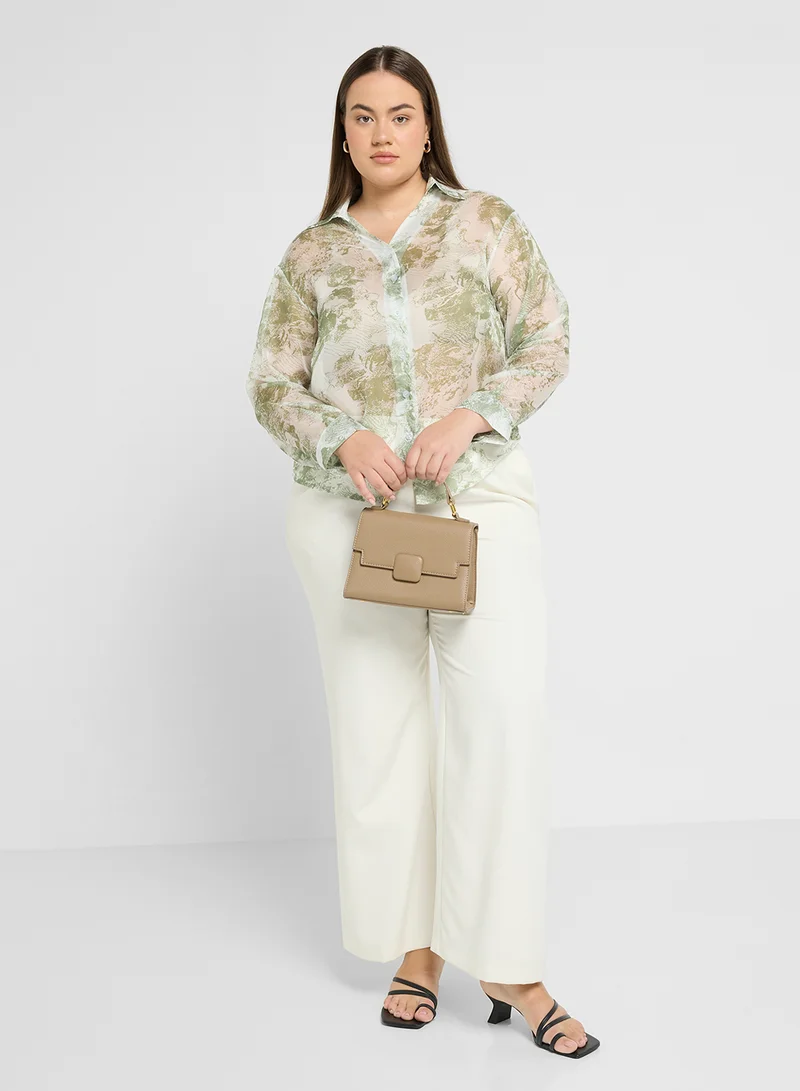 Ella Plus Print Button Down Shirt