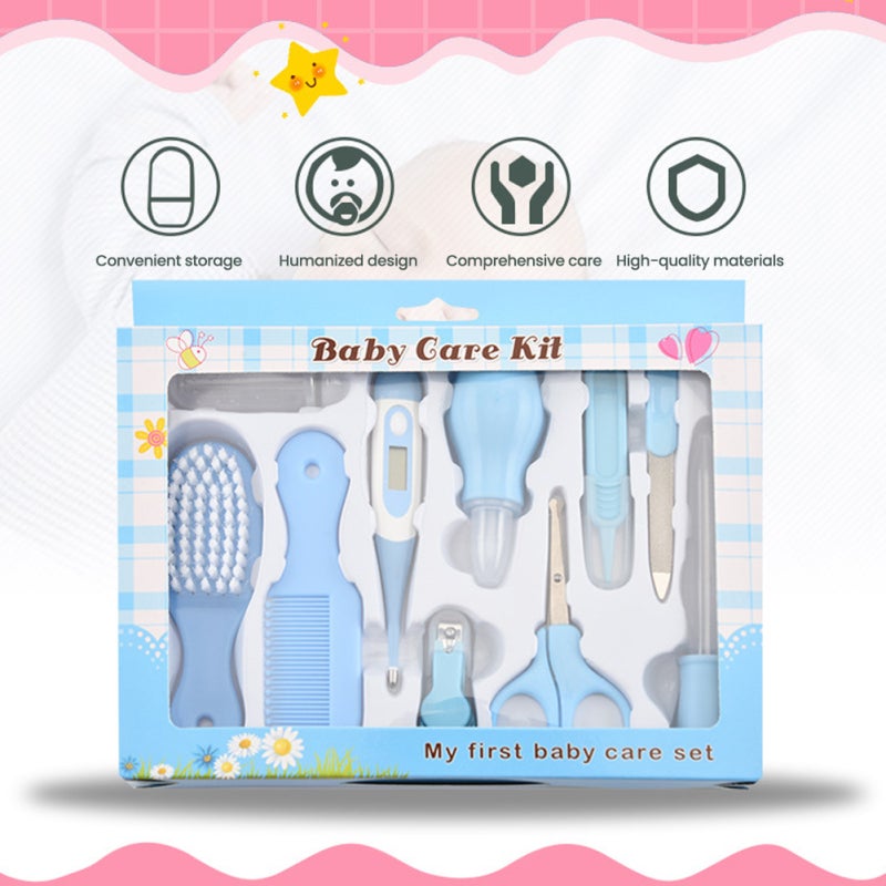 Newborn Grooming Kit: 2-Piece Yellow Blue Compact Lightweight Set - Round Head Safety Scissors Soft Bristle Hair Brush Hygienic Nail Cutter for Newborn Baby Care - Image 5