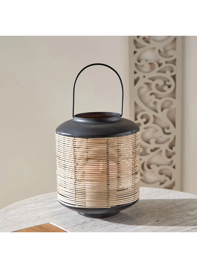 Home Box Drane Metal Lantern with Cane Wrap 18.5 x 18.5 x 22.5 cm