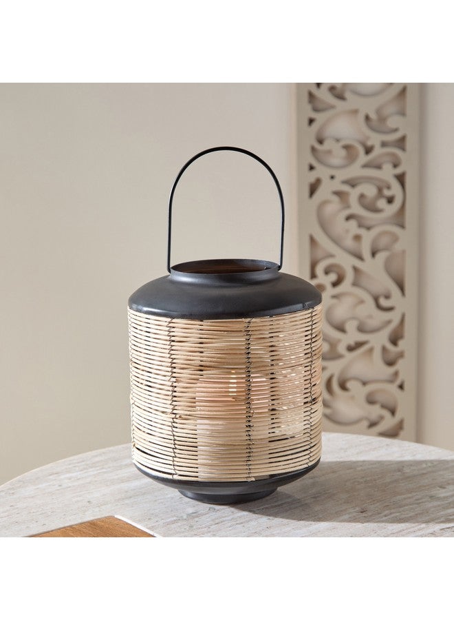 Home Box Drane Metal Lantern with Cane Wrap 18.5 x 18.5 x 22.5 cm  - Image 1