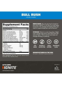 MTN OPS MTN OPS Ignite Energy Drink Powder, Gluten Free Nitric Oxide Supplement Drink Mix, L Arginine, L Citrulline, Caffeine & Nootropic Sugar Free Drink Mix, 45 Servings, Bull Rush  - Image 2