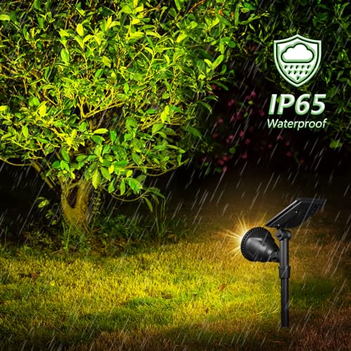 JSOT 600 Lumen Bright Solar Lights Outdoor Waterproof,Solar Powered Landscape Spotlights Solar Walkway Lighting for Backyard Garden Pathway Driveway Path Wall Patio Decor Warm White 4 Pack - Image 3