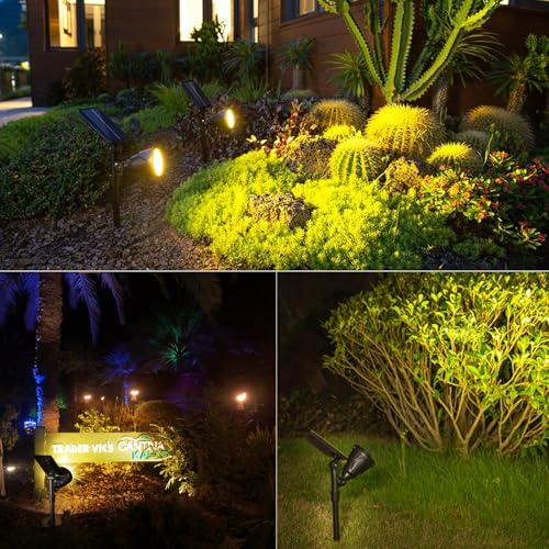 JSOT 600 Lumen Bright Solar Lights Outdoor Waterproof,Solar Powered Landscape Spotlights Solar Walkway Lighting for Backyard Garden Pathway Driveway Path Wall Patio Decor Warm White 4 Pack - Image 2