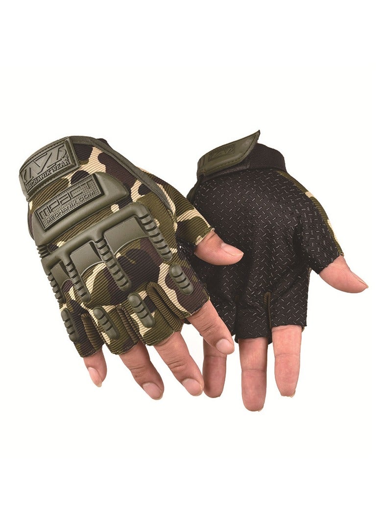 MECHANIC 2-Piece Half Finger Protective Gloves Motorcycle Anti-Slip Racing Gloves Touch Screen for BMX ATV MTB Riding Motorcycle Racing Cycling Road Racing Bicycle Climbing Cross Country Hiking Outdoor Sports - Image 1