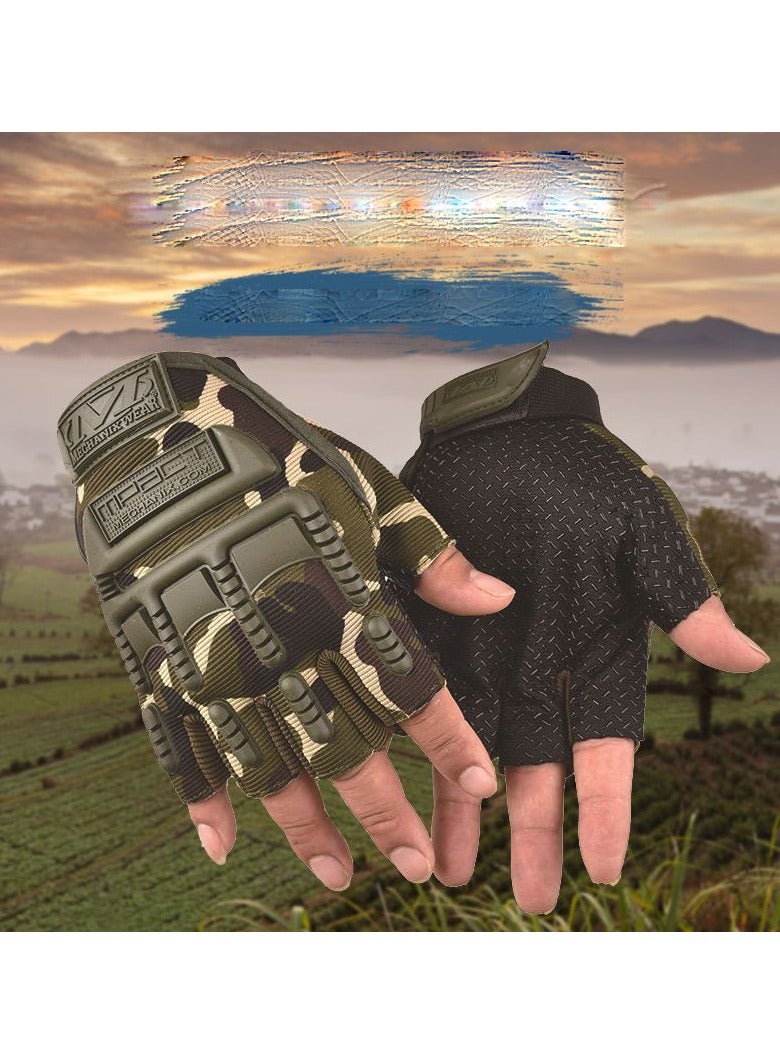 MECHANIC 2-Piece Half Finger Protective Gloves Motorcycle Anti-Slip Racing Gloves Touch Screen for BMX ATV MTB Riding Motorcycle Racing Cycling Road Racing Bicycle Climbing Cross Country Hiking Outdoor Sports - Image 2