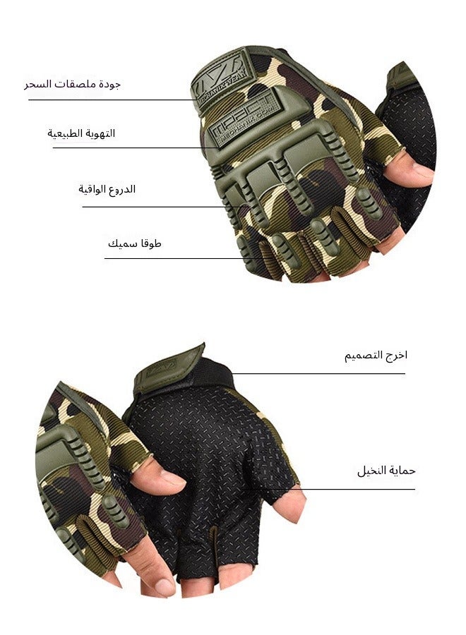 MECHANIC 2-Piece Half Finger Protective Gloves Motorcycle Anti-Slip Racing Gloves Touch Screen for BMX ATV MTB Riding Motorcycle Racing Cycling Road Racing Bicycle Climbing Cross Country Hiking Outdoor Sports - Image 3