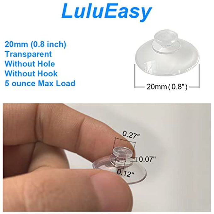 LuluEasy 20mm 10 Pieces Mini Suction Cups Clear Without Hooks Without Holes, PVC Plastic Sucker Pads for Festival Decoration Wall Glass Home Car - Image 2