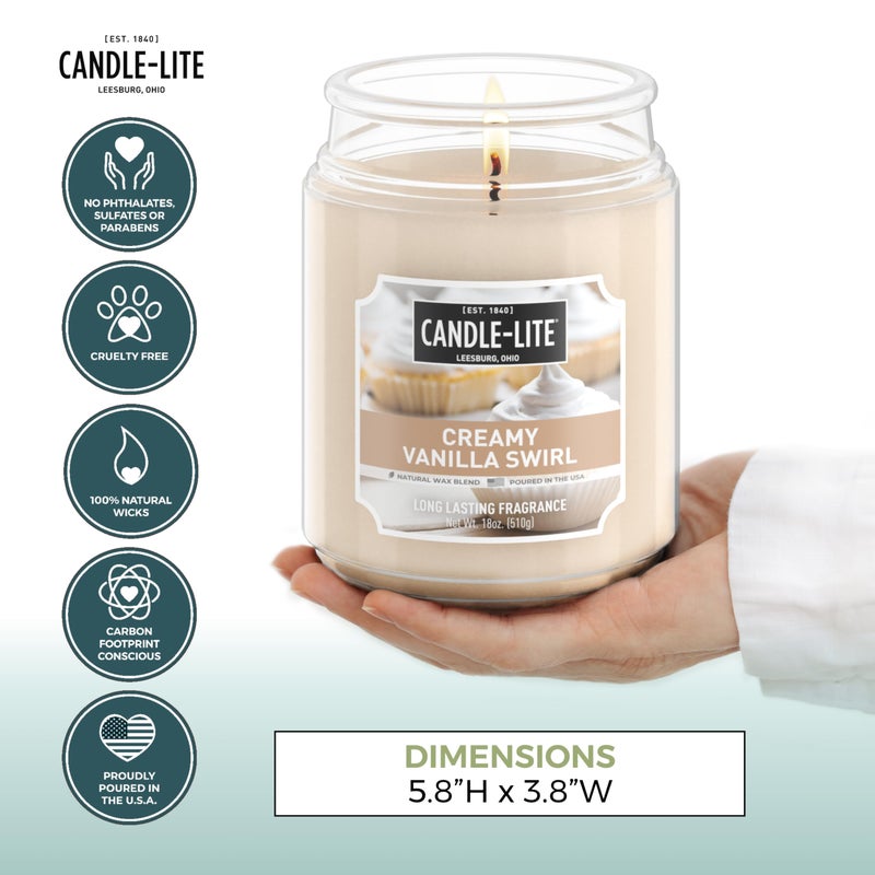 Candle-lite Fall Scented Candles, Creamy Vanilla Swirl, 18 oz Jar, Proudly Poured in The USA, Aromatherapy Candle, Single-Wick with 110 Hours of Burn Time, Perfect for Creating a Relaxing Ambiance - Image 3