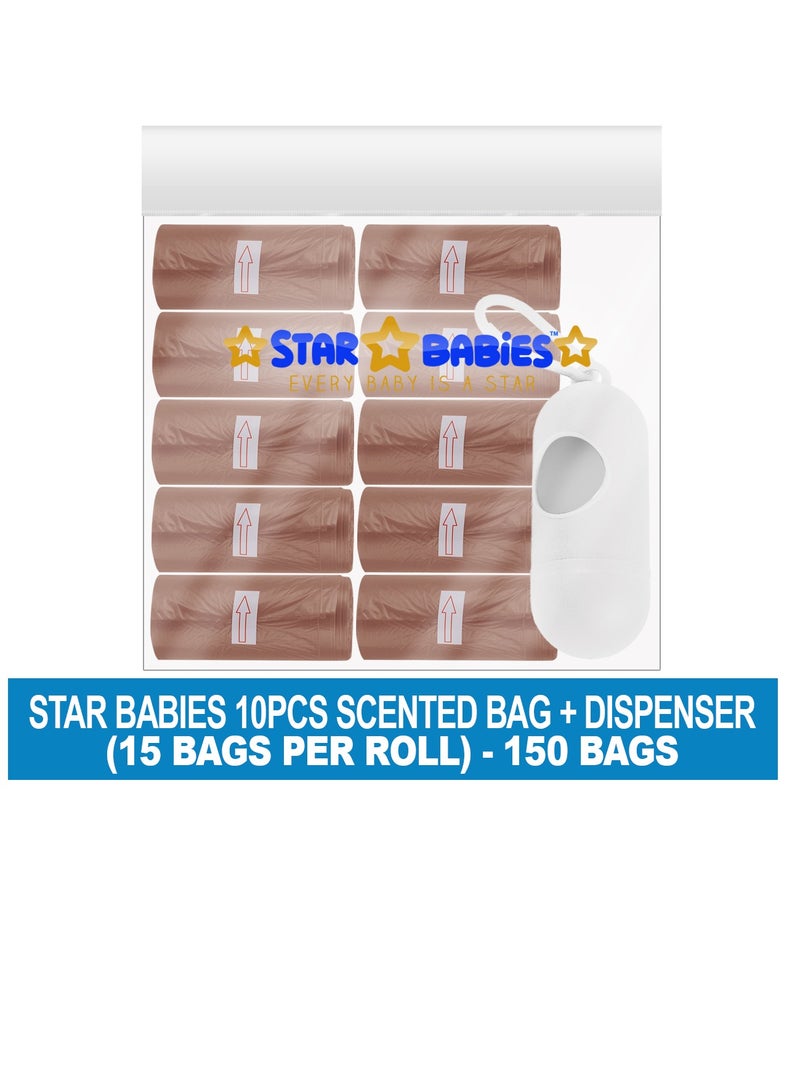 STAR BABiES Star Babies Scented Bag-Pack of 10/150bags with Dispenser - Brown  - Image 2