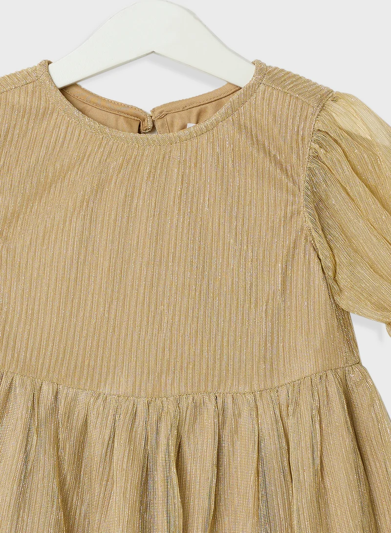 Ripples Metallic Ruffle Dress