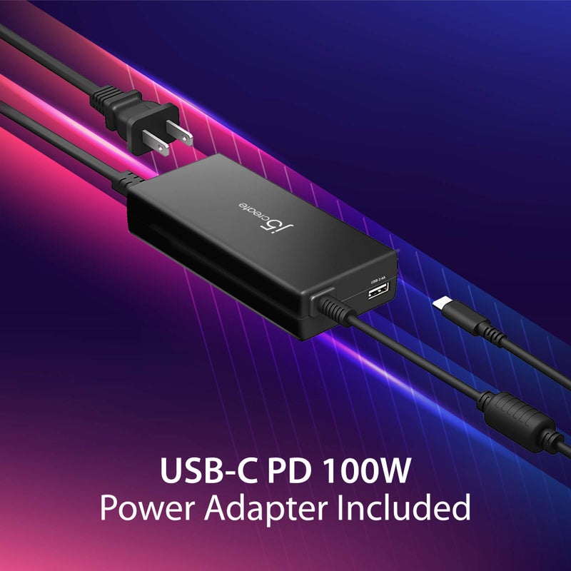 j5create USB Type C Docking Station with 100W PD Charger - Supports 3 Displays | HDMI, DisplayPort, VGA, 100W PD Charging, 1Gbps Ethernet | for MacBook Pro/Air, XPS, and More (JCD543P) - Image 3