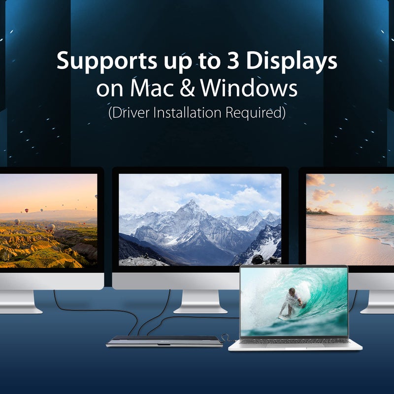 j5create USB Type C Docking Station with 100W PD Charger - Supports 3 Displays | HDMI, DisplayPort, VGA, 100W PD Charging, 1Gbps Ethernet | for MacBook Pro/Air, XPS, and More (JCD543P) - Image 4