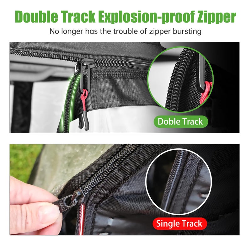 10L0L غطاء قيادة جولف كارت 10L0L لعدد 4 ركاب مع غلاف مقاوم للمطر والطقس لسيارة كلوب كار DS بسقف قصير قابل للقيادة ومائي ومحمول من جميع الجوانب باللون الأسود/الشفاف - Image 5